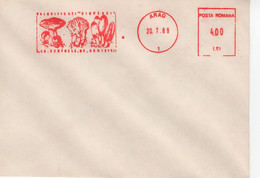 ROMANIA 1989: MUSHROOMS ON RED MACHINE POSTMARK - Registered Shipping! - Machines à Affranchir (EMA)