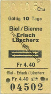 Schweiz - Biel/Bienne Erlach Lüscherz Und Zurück Mit Schiff - Fahrkarte 1968 - Europe