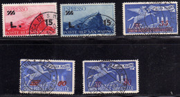 REPUBBLICA DI SAN MARINO 1947 1948 ESPRESSI SPECIAL DELIVERY VIEW SURCHARGED ESPRESSO VEDUTA SOPRASTAMPATO SERIE USATA - Sellos De Urgencia