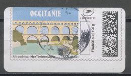 France - Frankreich Timbre Personnalisé Y&T N°MTEL LV20-014a - Michel N°BS(?) (o) - Occitanie, Pont Du Gard - Francobolli Stampabili (Montimbrenligne)