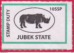 SOUTH SUDAN 10 SSP Revenue / Fiscal Stamp Jubek State RHINO MNH Timbres Fiscaux Soudan Du Sud - Sudan Del Sud