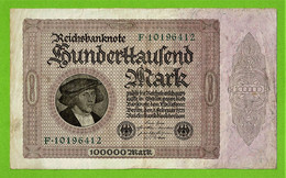 ALLEMAGNE / 100.000 MARK / REICHSBANKNOTE / 01 - 02 - 1923 / F. 10196412 /   Ros. 82 / ETAT TTB - 100.000 Mark