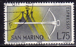 REPUBBLICA DI SAN MARINO 1966 ESPRESSI SPECIAL DELIVERY ESPRESSO BALESTRA LIRE 75 USATO USED OBLITERE' - Express Letter Stamps