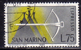 REPUBBLICA DI SAN MARINO 1966 ESPRESSI SPECIAL DELIVERY ESPRESSO BALESTRA LIRE 75 USATO USED OBLITERE' - Sellos De Urgencia