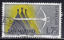 REPUBBLICA DI SAN MARINO 1966 ESPRESSI SPECIAL DELIVERY ESPRESSO BALESTRA LIRE 75 USATO USED OBLITERE' - Express Letter Stamps