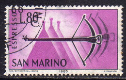 REPUBBLICA DI SAN MARINO 1966 ESPRESSI SPECIAL DELIVERY ESPRESSO BALESTRA LIRE 80 USATO USED OBLITERE' - Eilpost