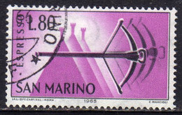 REPUBBLICA DI SAN MARINO 1966 ESPRESSI SPECIAL DELIVERY ESPRESSO BALESTRA LIRE 80 USATO USED OBLITERE' - Eilpost