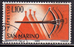 REPUBBLICA DI SAN MARINO 1966 ESPRESSI SPECIAL DELIVERY ESPRESSO BALESTRA LIRE 100 USATO USED OBLITERE' - Sellos De Urgencia