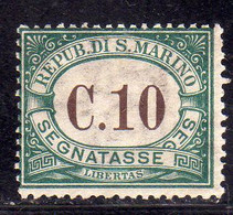 REPUBBLICA DI SAN MARINO 1897 1919 SEGNATASSE POSTAGE DUE TASSE TAXE CENT. 10c MNH - Timbres-taxe