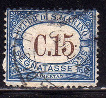 REPUBBLICA DI SAN MARINO 1939 SEGNATASSE DUE TASSE TAXE CENT. 15c USATO USED OBLITERE' - Timbres-taxe