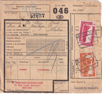 1950 - BELGIQUE - COLIS-POSTAUX De BINCHE => CHARLEROI - Andere & Zonder Classificatie
