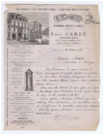 GIRONDE - BORDEAUX - Emile CARDE - Pompes à Vapeur Et Incendie - Tuyaux, Etc...Place Fondaudège ( 1888 ) - Manuscrits