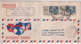 1952 - MEXIQUE - ENVELOPPE PREMIER VOL KLM MEXICO => AMSTERDAM - Mexique