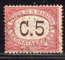 REPUBBLICA DI SAN MARINO 1924 SEGNATASSE POSTAGE DUE TASSE TAXE TAXES CENT. 5c USATO USED OBLITERE' - Timbres-taxe