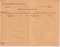 1914/18 - REICH - FORMULE TELEGRAMME FERROVIAIRE MILITAIRE ! MILITÄR-GENERALDIREKTION Der EISENBAHNEN - BAHNTELEGRAMM ! - Feldpost (franchise)