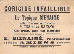 Chromos Pub Coricide Infaillible - Le Topique Bienaimé Détruit D'un Seul Coup Le Cor Et La Racine - Pharmacie Amiens - Advertising