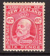 New Zealand EVII 1908-12 6d Carmine, Perf. 14x14½, Hinged Mint, SG 392 (A) - Unused Stamps