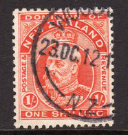 New Zealand EVII 1908-12 1/- Vermilion, Perf. 14x14½, Used, SG 394 (A) - Used Stamps