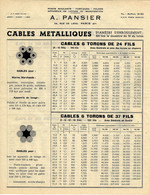 DOCUMENTATION ET MODELES SUR 2 PAGES A. PANSIER PARIS INDUSTRIE CABLES METALLIQUES A TORONS CIRCA 1950 B.E. VOIR SCANS - Autres Plans