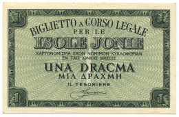 1 DRACMA OCCUPAZIONE ITALIANA DELLA GRECIA ISOLE JONIE APRILE 1942 SUP+ - Andere & Zonder Classificatie