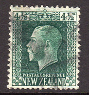 New Zealand GV 1915-30 4½d Deep-green Recess Print, Perf. 14x13½, Used, SG 423 (A) - Oblitérés