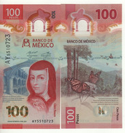 MEXICO  100 Pesos  POLIMER New Date Issue  DATED  6-1-2021  Juana Inés De La Cruz -  Butterfly On Back  UNC - Mexico