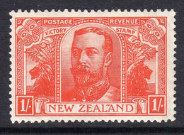 New Zealand GV 1920 1/- Victory Stamp, Hinged Mint, SG 458 (A) - Ongebruikt