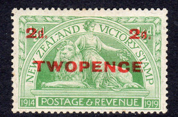 New Zealand GV 1922 2d On ½d Victory Surcharge, Hinged Mint, SG 459 (A) - Ongebruikt