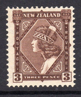 New Zealand GV 1935-6 3d Maori Girl Definitive, Hinged Mint, SG 561 (A) - Unused Stamps