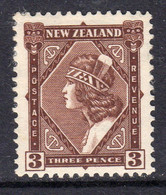 New Zealand GV 1936-42 3d Maori Girl Definitive, Wmk. Multiple NZ & Star, Perf. 14x13½, Hinged Mint, SG 582 (A) - Ungebraucht