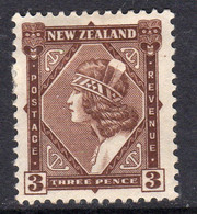 New Zealand GV 1936-42 3d Maori Girl Definitive, Wmk. Multiple NZ & Star, Perf. 14x13½, Hinged Mint, SG 582 (A) - Unused Stamps