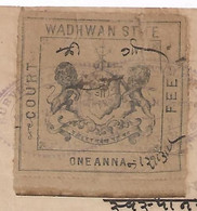 India 1882 INDIAN PRINCELY STATE WADHWAN STATE - ONE ANNA - BRITISH INDIA (**) Inde Indien - Wadhwan