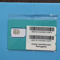 Israel-PARTNER-kosher Usim/microsim-3.5G-(B)-(89972010320060100975)-mint G.s.m Card+1card Prepiad Free - Collezioni