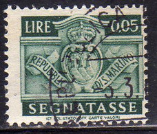 REPUBBLICA DI SAN MARINO 1945 SEGNATASSE DUE TASSE TAXE CENT. 5  (00,5) USATO USED OBLITERE' - Segnatasse