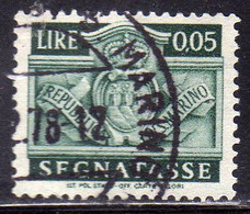 REPUBBLICA DI SAN MARINO 1945 SEGNATASSE DUE TASSE TAXE CENT. 5  (00,5) USATO USED OBLITERE' - Segnatasse