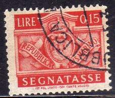 REPUBBLICA DI SAN MARINO 1945 SEGNATASSE POSTAGE DUE TASSE TAXE CENT. 15  (0,15) USATO USED OBLITERE' - Segnatasse