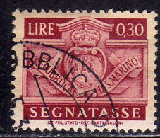 REPUBBLICA DI SAN MARINO 1945 SEGNATASSE POSTAGE DUE TASSE TAXE CENT. 30c  (0,30) USATO USED OBLITERE' - Segnatasse