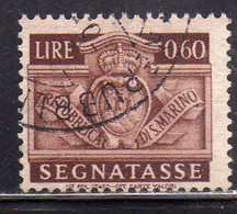 REPUBBLICA DI SAN MARINO 1945 SEGNATASSE POSTAGE DUE TASSE TAXE CENT. 60c  (0,60) USATO USED OBLITERE' - Postage Due