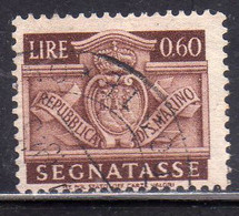 REPUBBLICA DI SAN MARINO 1945 SEGNATASSE POSTAGE DUE TASSE TAXE CENT. 60c  (0,60) USATO USED OBLITERE' - Timbres-taxe