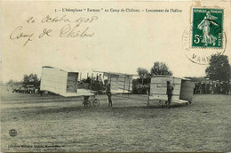 Camp De Châlons * Mourmelon * Avion Aéroplane FARMAN * Biplan * Lancement De L'hélice * Aviation - Camp De Châlons - Mourmelon
