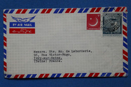 AR5 PAKISTAN  BELLE LETTRE 1950 KARACHI   POUR IVRY PARIS FRANCE+AEROPHILATELIE + AFFRANCH. PLAISANT - Pakistan