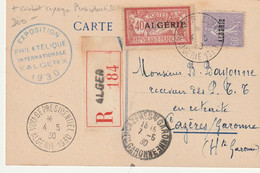 Algérie Carte Postale Recommandée Avec Cachet Voyage Présidentiel Du 7. 5 1930 Sur Carte Du Centenaire De L Algérie - Covers & Documents