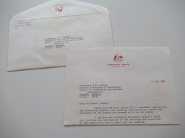 1980 Umschlag Australian Senate (Regierung) Mit Inhalt U. Original Unterschrift K.O. Bradshaw Acting Clerk Of The Senate - Cartas & Documentos