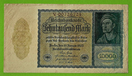 ALLEMAGNE / 10 000 MARK / REICHSBANKNOTE / 19 - 01 - 1922 / V 00726724 /  Ros. 69 - 10.000 Mark