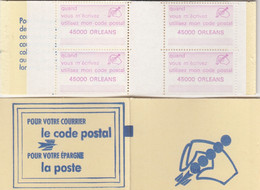 CARNET VIGNETTES. POUR VOTRE COURRIER LE CODE POSTAL. ROSE. ORLEANS. 45000 - Blocks Und Markenheftchen