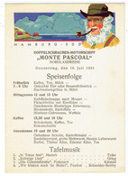 Doppelschrauben-Motorschiff MONTE PASCOAL- Nordlandreise - Menu 16 Juli 1931- Hamburg-Südamerikanische Dampfschiffahrts - Remorqueurs