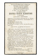 Doodsprentje 1943 Zuster Marie Albertine Destelbergen-Nederbrakel-Bentille : Leonie Baetens . - Religion & Esotericism