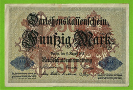 ALLEMAGNE / 50 MARK / REICHSBANKNOTE / 05 - 08 - 1914 / U.Nr 3718115 /  Ros. 50 - 50 Mark