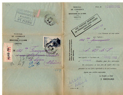 TB 3091 - 1948 - LAC - Lettre En Recommandée Du Tribunal De Commerce De PARIS Pour LYON - 1921-1960: Moderne