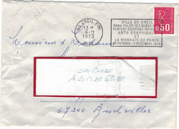 YT 1664  SSL/FR OBL FL CREIL 6/11/1973  3° SALON BEAUX ARTS PARIS OCTOBRE/NOVEMBRE 1973 - Non Classificati